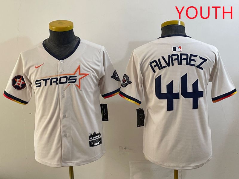 Youth Houston Astros #44 Alvarez Cream Three generations Joint Name 2025 Nike MLB Jersey style 4117